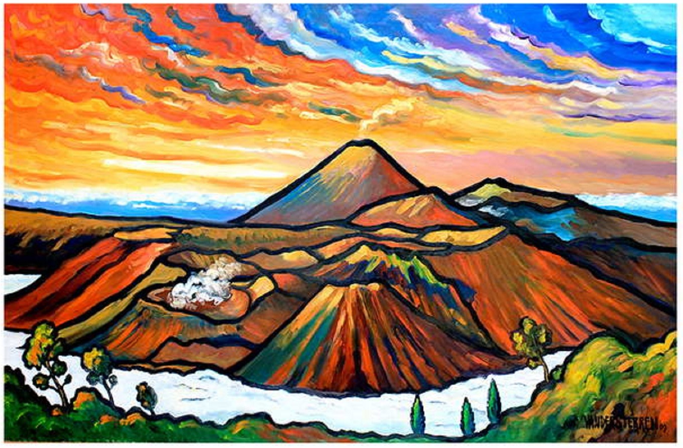 Paysage volcanique indonésien, œuvre de John van der Sterren